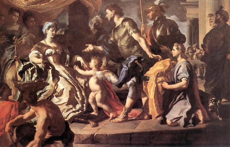 Francesco Solimena Dido Receiveng Aeneas and Cupid Disguised as Ascanius oil painting image